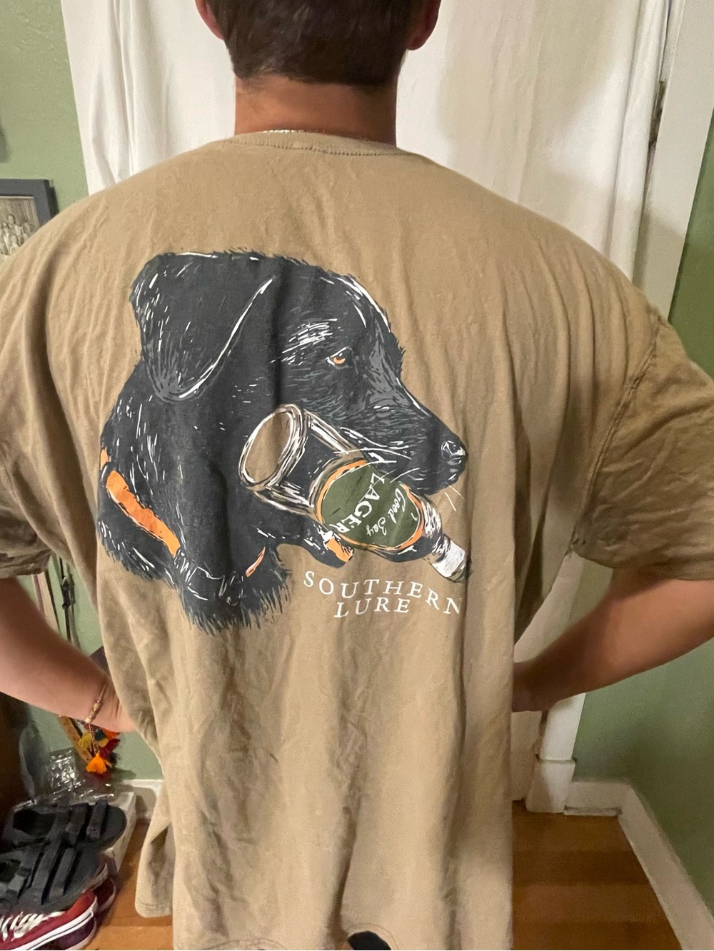 Southern Lure Men's Short Sleeve UV50 Performance T-Shirt Black Lab Hunting Beer